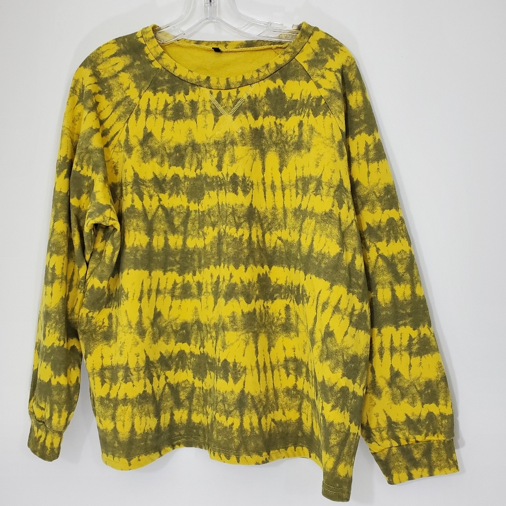 Yellow Tie Dyed Sweatshirt, Size XL
